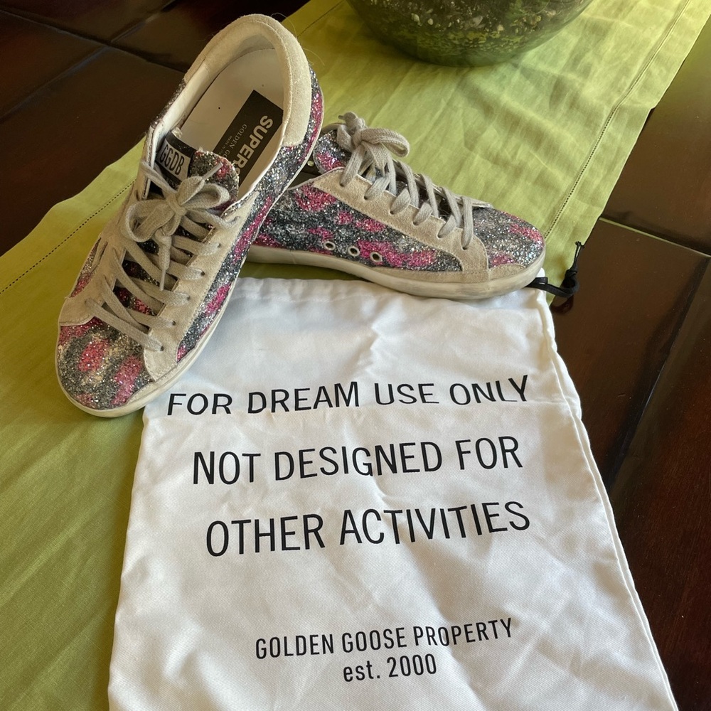 Golden Goose Super Star Low Tops - Pink and Gray Glitter-NWOT!